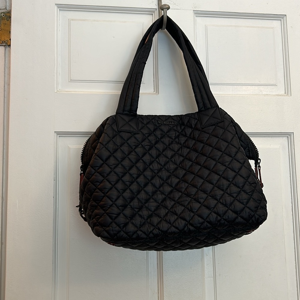 MZ Wallace Large Sutton Black Quilted Bag (no strap) w/ 3 pouches and a dust bag
